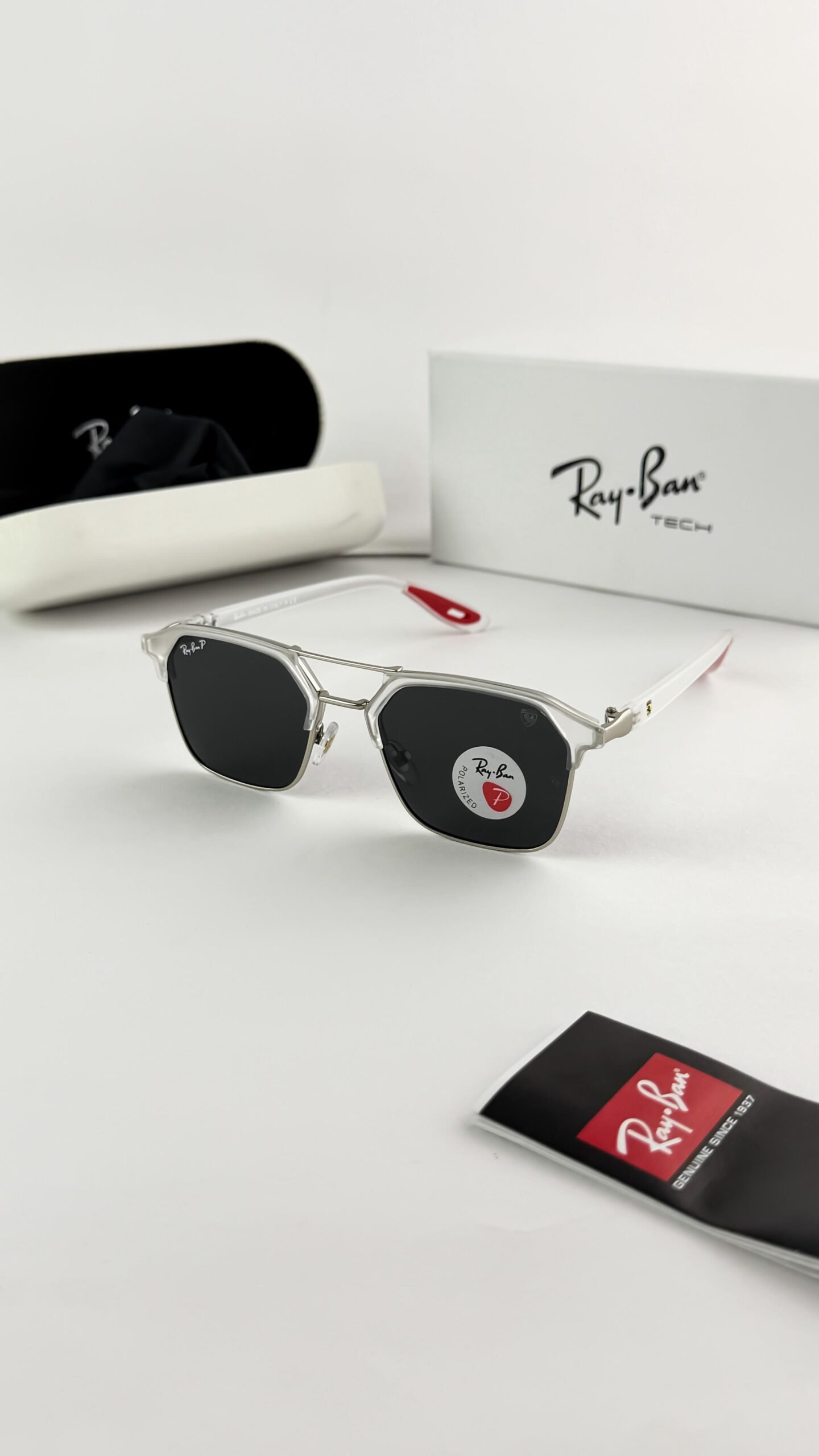 Rayban04 ice black red